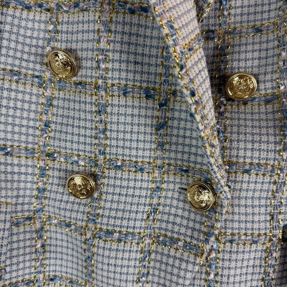 Rachel Zoe tweed blazer size: XL white and blue color With Gold Button - Picture 5 of 13